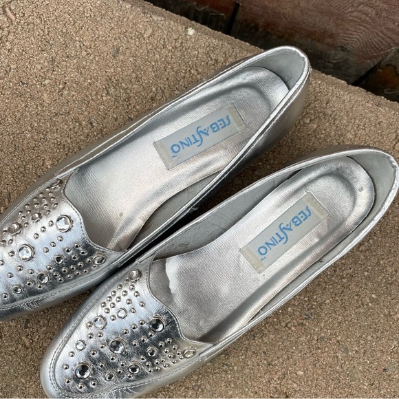 SEBASTINO Vintage Women’s Leather Silver Beaded Flat Loafer Shoe Size 7N - Picture 4 of 12